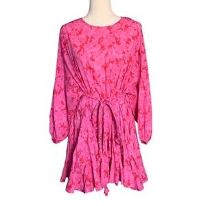 karlie red pink tie waist braided dress